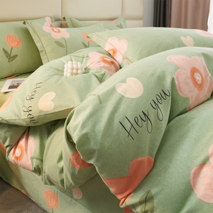 91家纺网 家纺一手货源 找家纺 喷气AB版生态加厚长绒棉纯棉全棉磨毛印花四件套三件套直播