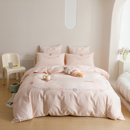 91家纺网 家纺一手货源 找家纺 A类40s全棉水洗棉贴布绣花四件套儿童三件套小清新儿童套件