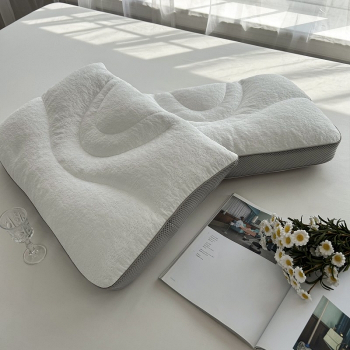 91家纺网 家纺一手货源 找家纺 星芯合家纺 2024新款凉感双面反弓软管枕白色