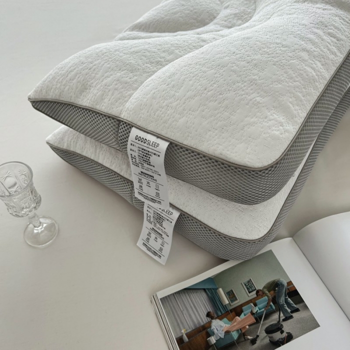 91家纺网 家纺一手货源 找家纺 星芯合家纺 2024新款凉感双面反弓软管枕白色