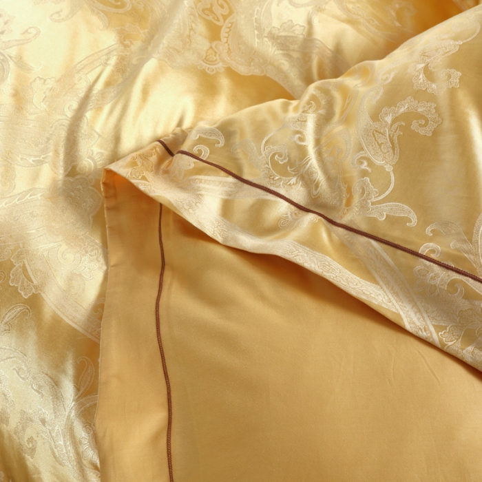 91家纺网 家纺一手货源 找家纺 OL家纺 2023新款丝加棉大提花床盖夹棉四件套 蒂凡尼-金色