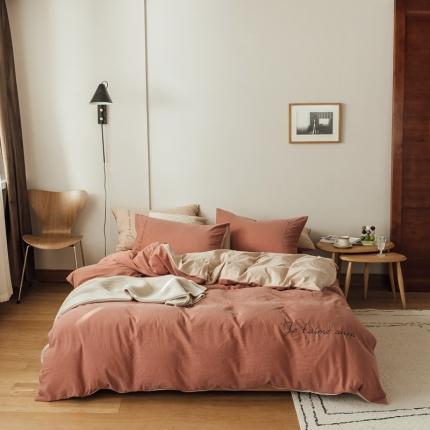 91家纺网 家纺一手货源 找家纺 （总）云上 2023新款60s水洗棉刺绣双拼四件套