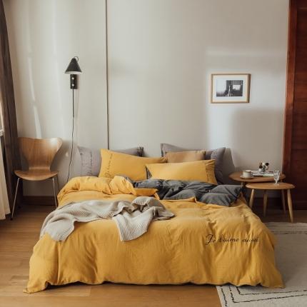 91家纺网 家纺一手货源 找家纺 （总）云上 2023新款60s水洗棉刺绣双拼四件套