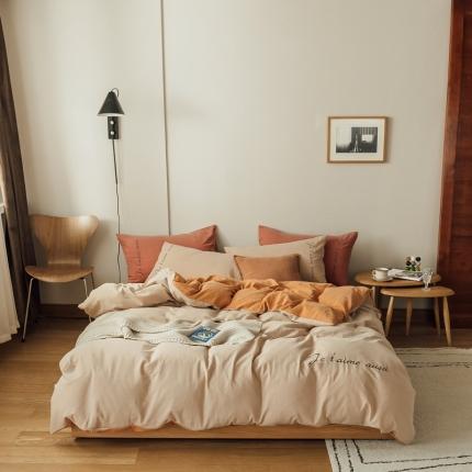 91家纺网 家纺一手货源 找家纺 （总）云上 2023新款60s水洗棉刺绣双拼四件套