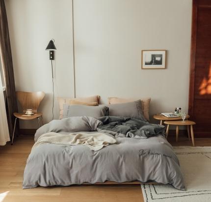 91家纺网 家纺一手货源 找家纺 （总）云上 2023新款60s水洗棉刺绣双拼四件套