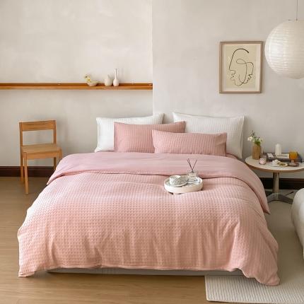 91家纺网 家纺一手货源 找家纺 （总）云上 2023新款纯棉色织水洗棉华夫格四件套