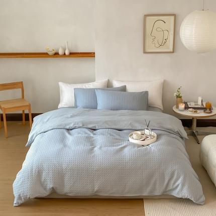 91家纺网 家纺一手货源 找家纺 （总）云上 2023新款纯棉色织水洗棉华夫格四件套