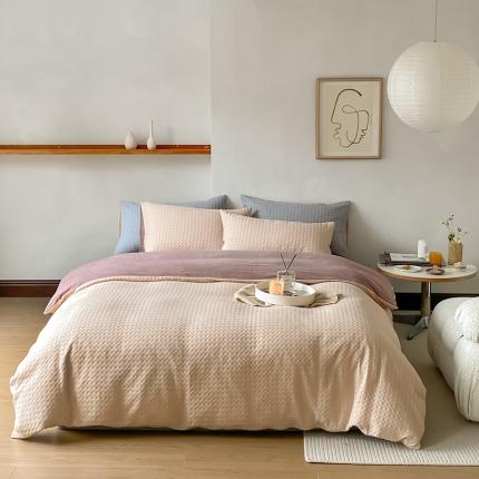 91家纺网 家纺一手货源 找家纺 （总）云上 2023新款纯棉色织水洗棉华夫格四件套