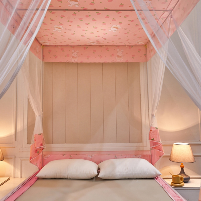 91家纺网 家纺一手货源 找家纺 （总）千逸虹 2024新款印花遮光坐床回底蚊帐