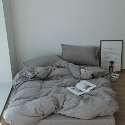 91家纺网 家纺一手货源 找家纺 云上 2023新款2.0系列纯棉40支无印同款泡泡纱四件套 烟灰泡泡