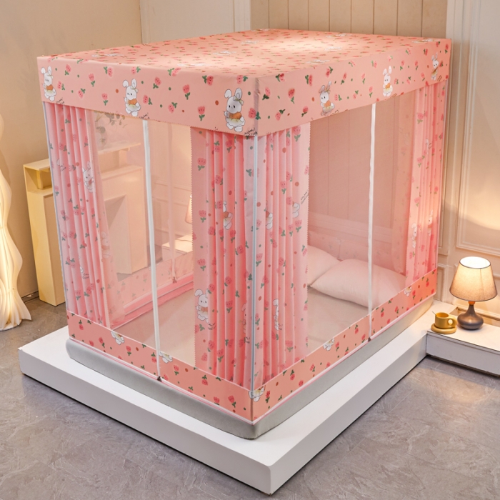 91家纺网 家纺一手货源 找家纺 （总）千逸虹 2024新款印花遮光坐床回底蚊帐