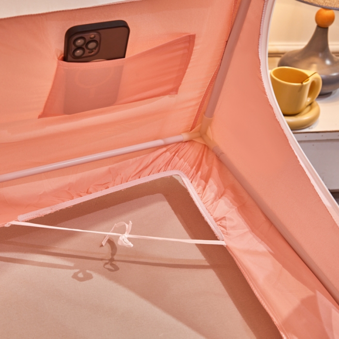 91家纺网 家纺一手货源 找家纺 千逸虹 2024新款印花遮光坐床回底蚊帐 粉玉佳人