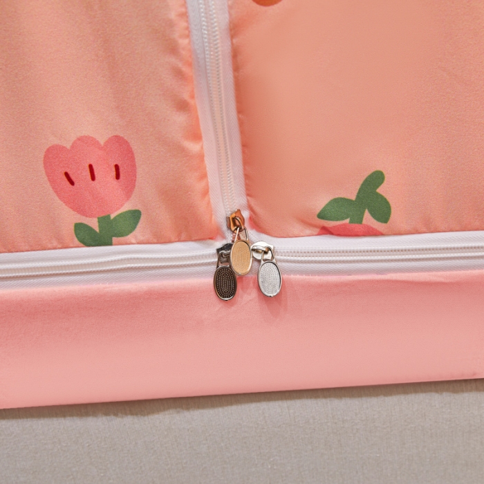 91家纺网 家纺一手货源 找家纺 千逸虹 2024新款印花遮光坐床回底蚊帐 粉玉兔