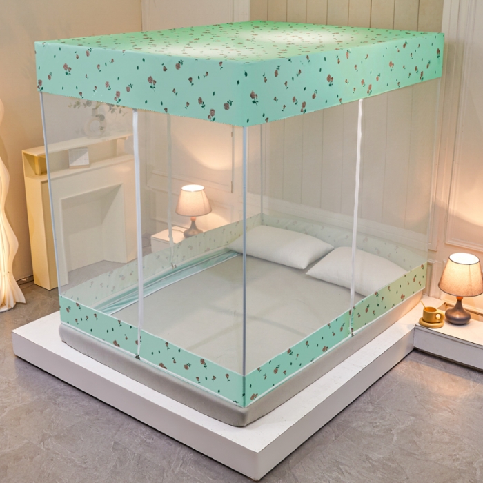 91家纺网 家纺一手货源 找家纺 千逸虹 2024新款印花遮光坐床回底蚊帐 玫瑰花园