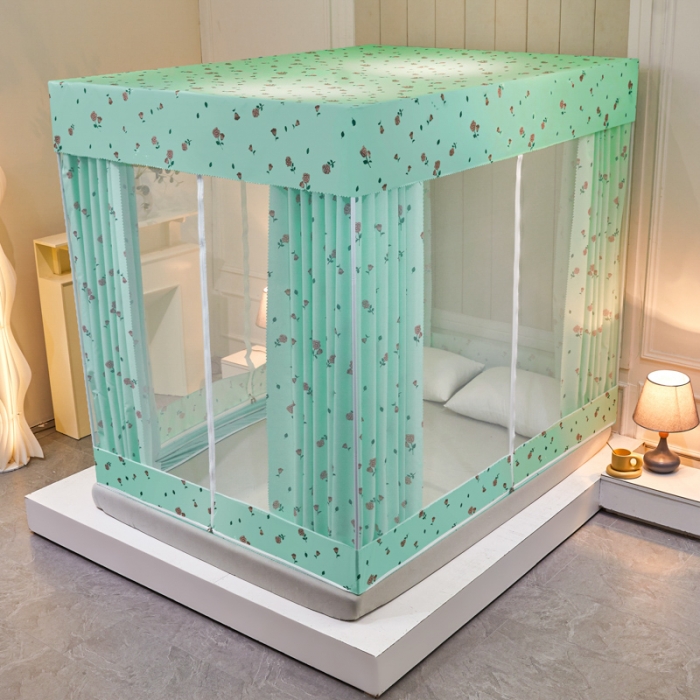 91家纺网 家纺一手货源 找家纺 千逸虹 2024新款印花遮光坐床回底蚊帐 玫瑰花园