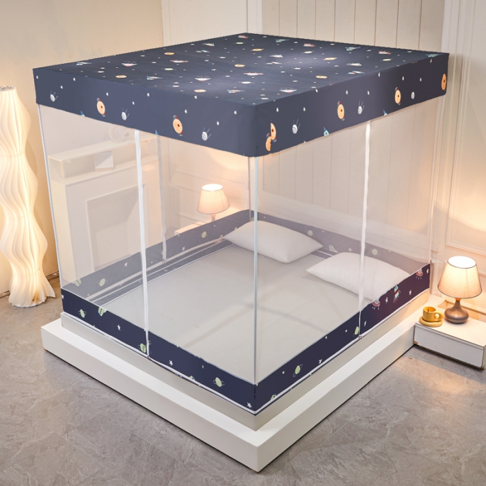 91家纺网 家纺一手货源 找家纺 千逸虹 2024新款印花遮光坐床回底蚊帐 太空