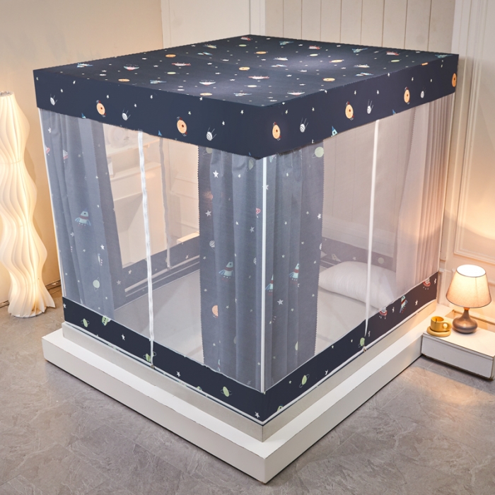 91家纺网 家纺一手货源 找家纺 千逸虹 2024新款印花遮光坐床回底蚊帐 太空