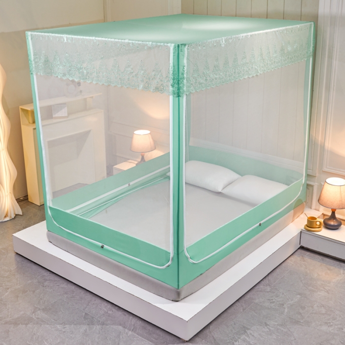 91家纺网 家纺一手货源 找家纺 千逸虹 2024新款印花遮光坐床回底蚊帐 天青佳人