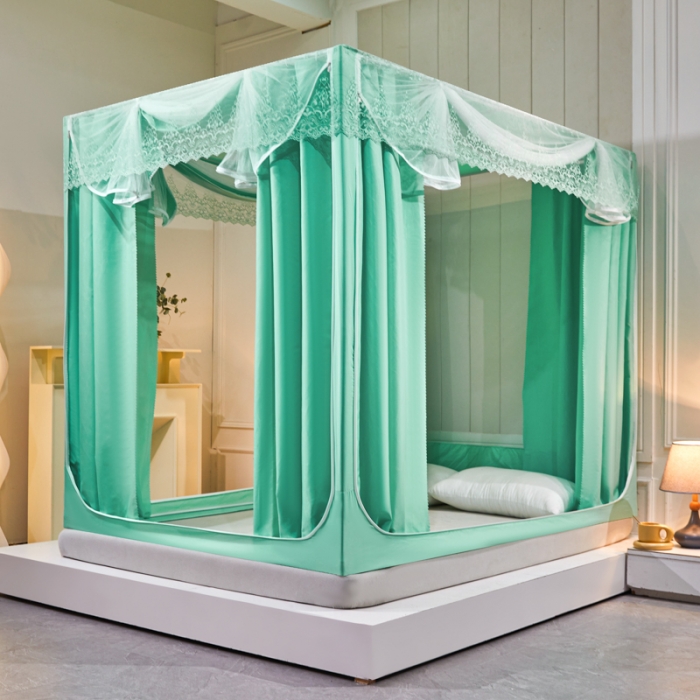 91家纺网 家纺一手货源 找家纺 千逸虹 2024新款印花遮光坐床回底蚊帐 天青佳人