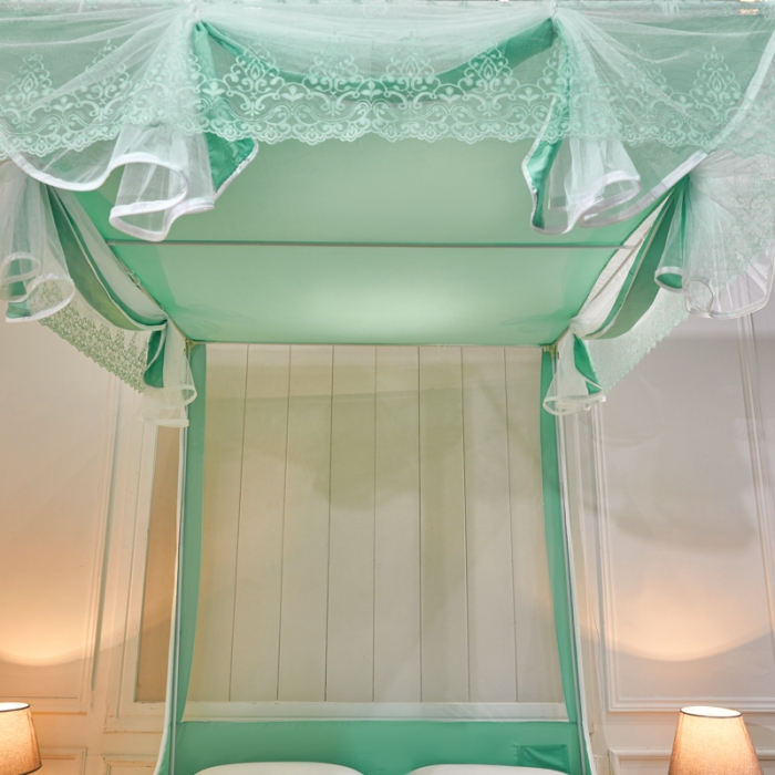 91家纺网 家纺一手货源 找家纺 千逸虹 2024新款印花遮光坐床回底蚊帐 天青佳人