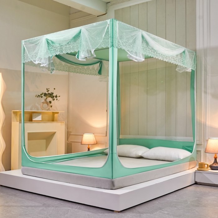 91家纺网 家纺一手货源 找家纺 千逸虹 2024新款印花遮光坐床回底蚊帐 天青佳人