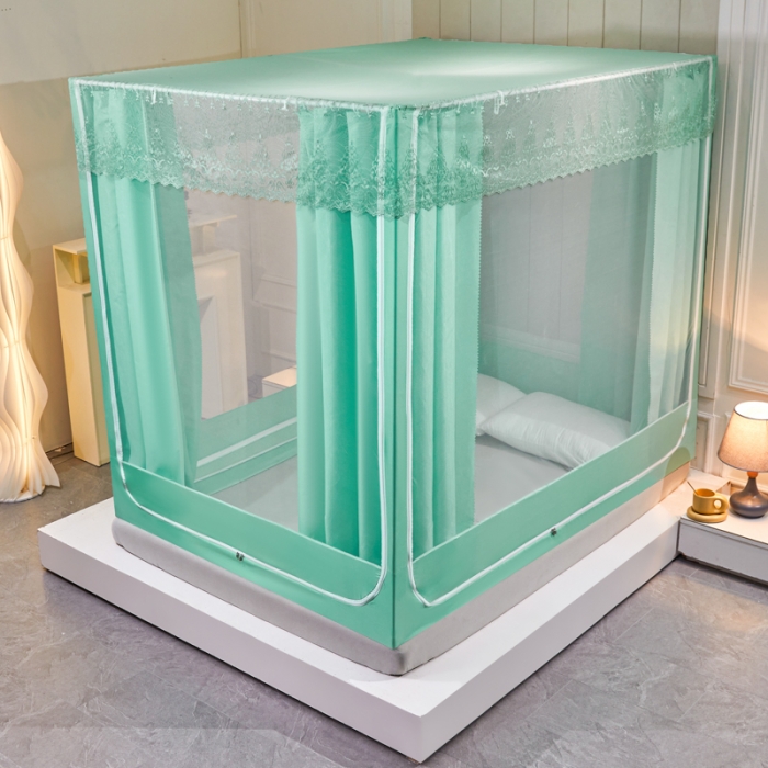 91家纺网 家纺一手货源 找家纺 千逸虹 2024新款印花遮光坐床回底蚊帐 天青佳人