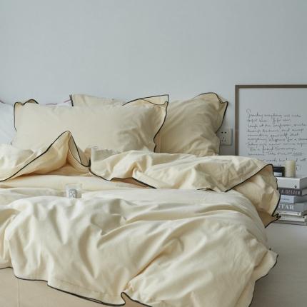 91家纺网 家纺一手货源 找家纺 （总）云上 2023新款32色织纯棉水洗棉法式双层密拷边四件套