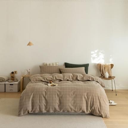 91家纺网 家纺一手货源 找家纺 （总）云上 2023新款21支无印系纯棉色纺法莱绒四件套-风格1