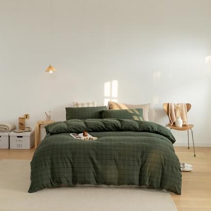 91家纺网 家纺一手货源 找家纺 （总）云上 2023新款21支无印系纯棉色纺法莱绒四件套-风格1