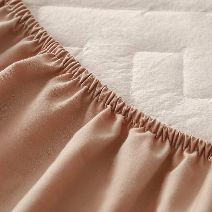 91家纺网 家纺一手货源 找家纺 万盛家纺 2023新款全棉40支水洗棉防水夹棉床笠 软桃