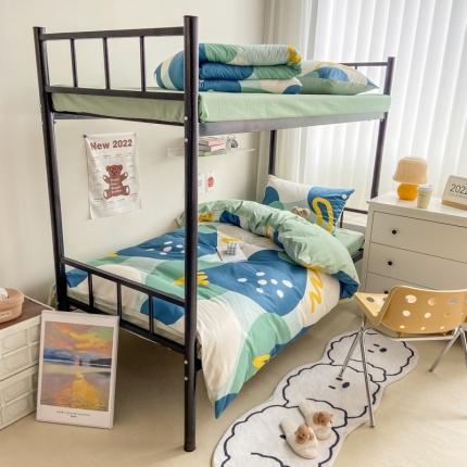 91家纺网 家纺一手货源 找家纺 吉象 2025新款全棉印花学生宿舍三件套 悉尼绿