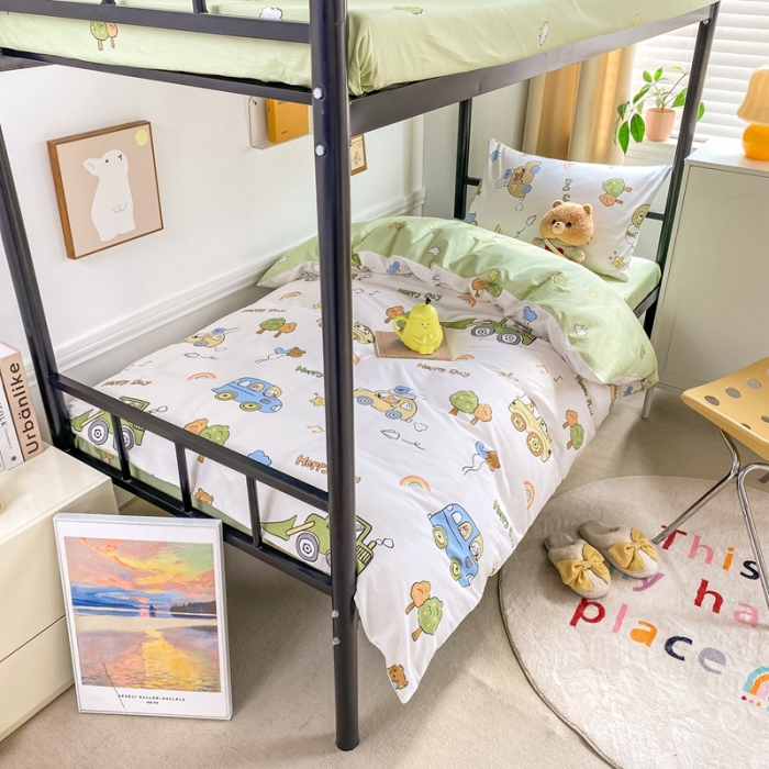 91家纺网 家纺一手货源 找家纺 吉象 2025新款全棉印花学生宿舍三件套 工程车