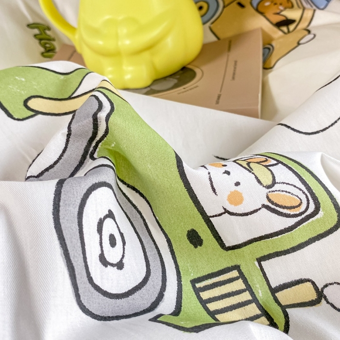 91家纺网 家纺一手货源 找家纺 吉象 2025新款全棉印花学生宿舍三件套 工程车