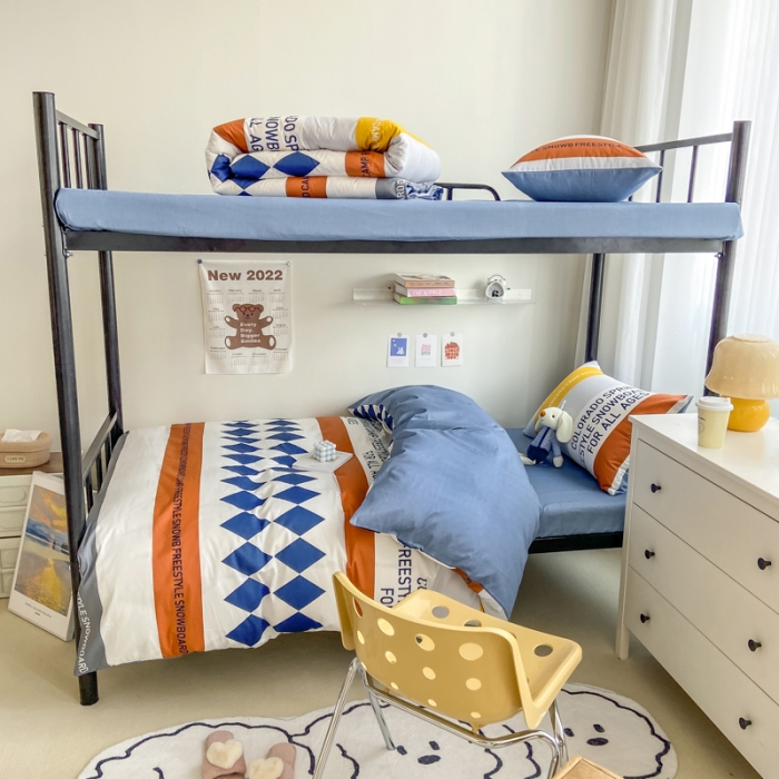 91家纺网 家纺一手货源 找家纺 吉象 2025新款全棉印花学生宿舍三件套 马里奥