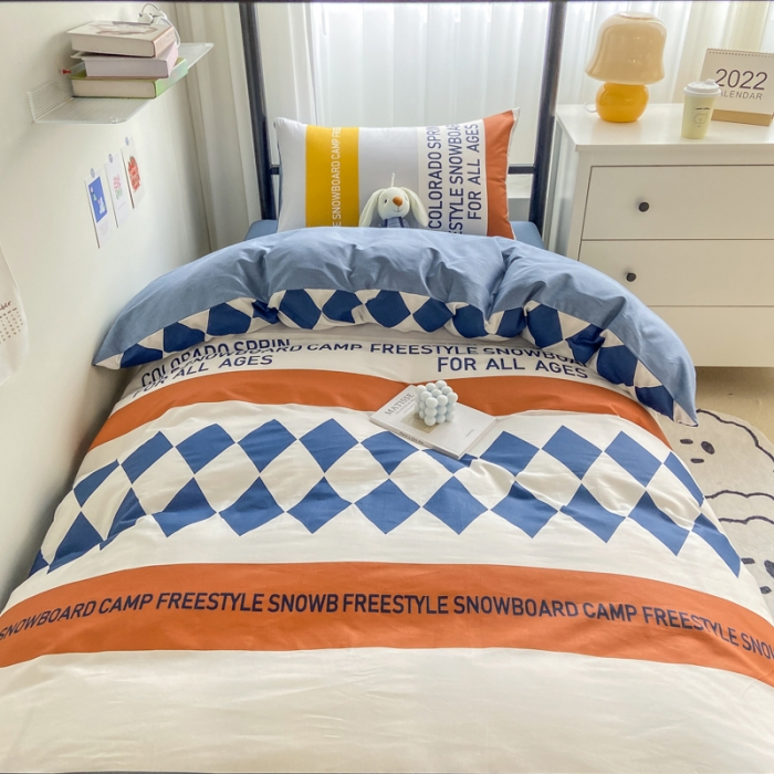 91家纺网 家纺一手货源 找家纺 吉象 2025新款全棉印花学生宿舍三件套 马里奥