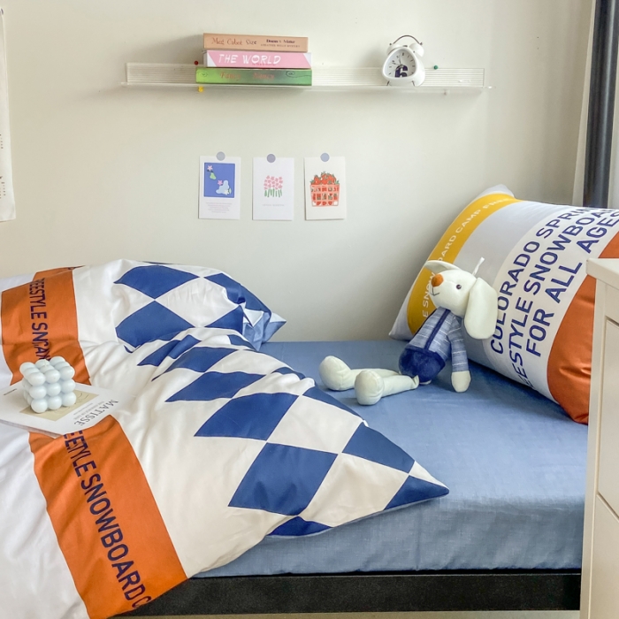 91家纺网 家纺一手货源 找家纺 吉象 2025新款全棉印花学生宿舍三件套 马里奥