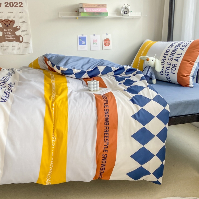 91家纺网 家纺一手货源 找家纺 吉象 2025新款全棉印花学生宿舍三件套 马里奥