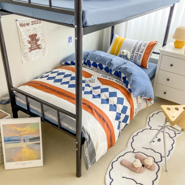 91家纺网 家纺一手货源 找家纺 吉象 2025新款全棉印花学生宿舍三件套 马里奥