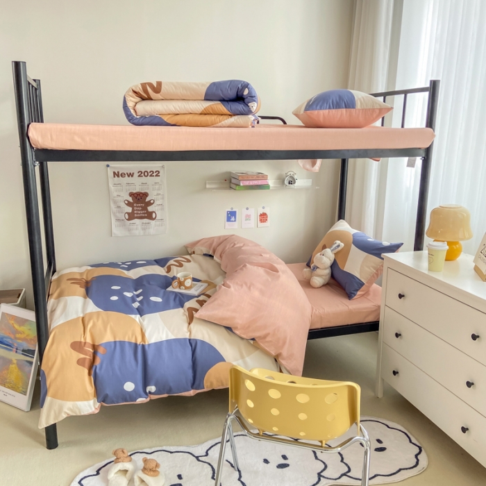 91家纺网 家纺一手货源 找家纺 吉象 2025新款全棉印花学生宿舍三件套 悉尼豆沙