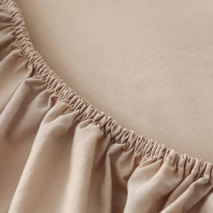 91家纺网 家纺一手货源 找家纺 万盛 2023新款全棉40支水洗棉单层床笠 淡咖