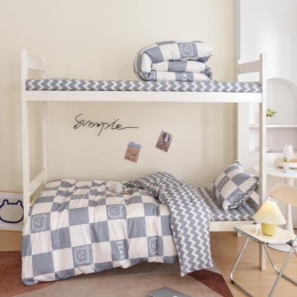 91家纺网 家纺一手货源 找家纺 总麦伦2023开学季全棉斜纹40支13372学生三件套四件套被套上下铺