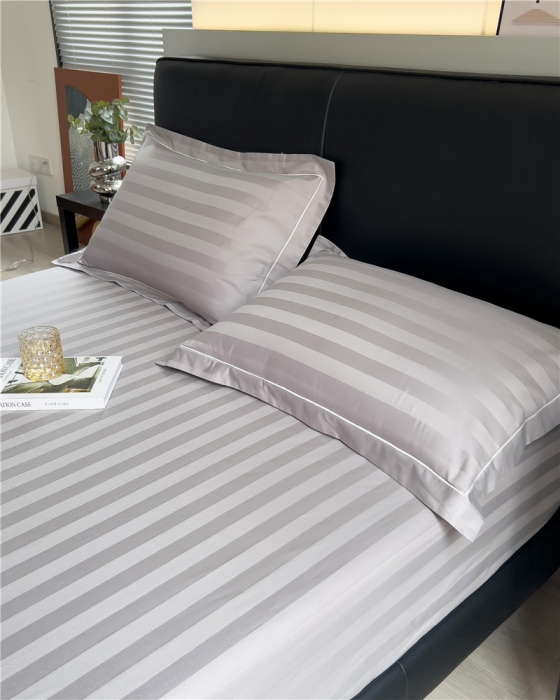 91家纺网 家纺一手货源 找家纺 （总）2025品乐60支长绒棉提花条纹无印风全棉床笠