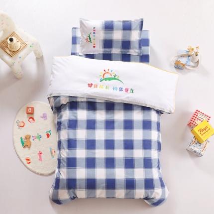 91家纺网 家纺一手货源 找家纺 订做纯色绣花logo纯棉刺绣园标幼儿园被子三件套午睡六件套 巴洛克