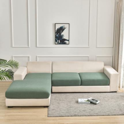 91家纺网 家纺一手货源 找家纺 2023新款华夫格防水玉米绒组合沙发垫套 豆绿色