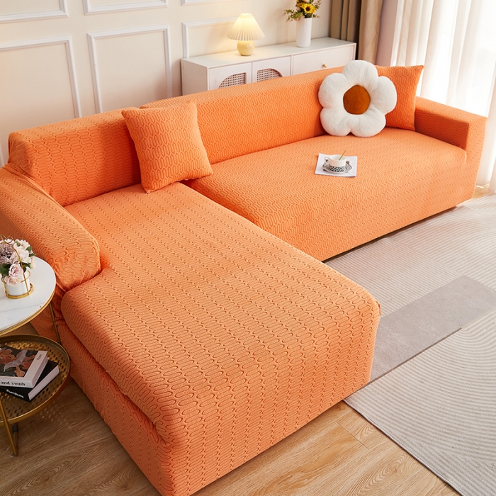 91家纺网 家纺一手货源 找家纺 逐日 2023新款提花沙发套系列-曲艺 曲艺-高级橙