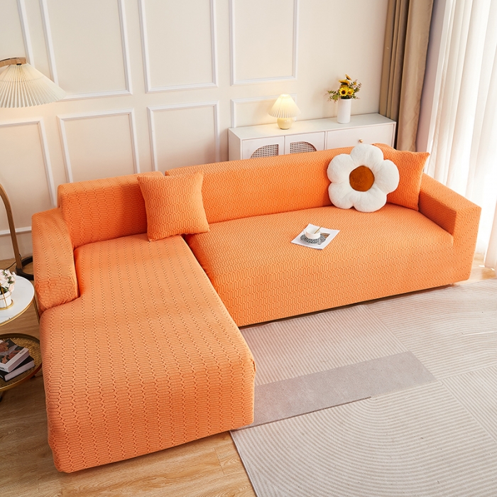 91家纺网 家纺一手货源 找家纺 逐日 2023新款提花沙发套系列-曲艺 曲艺-高级橙