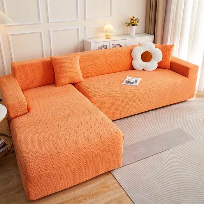 91家纺网 家纺一手货源 找家纺 逐日 2023新款提花沙发套系列-曲艺 曲艺-高级橙