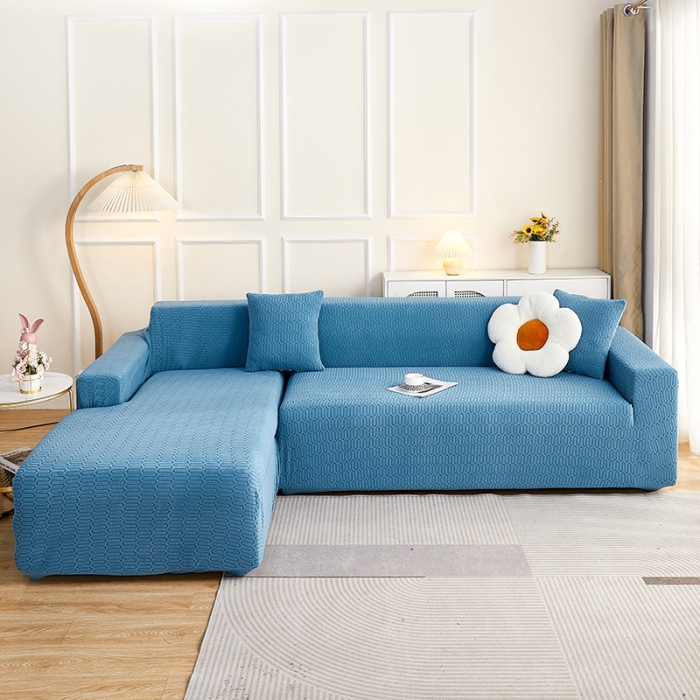 91家纺网 家纺一手货源 找家纺 逐日 2023新款提花沙发套系列-曲艺 曲艺-蓝灰色