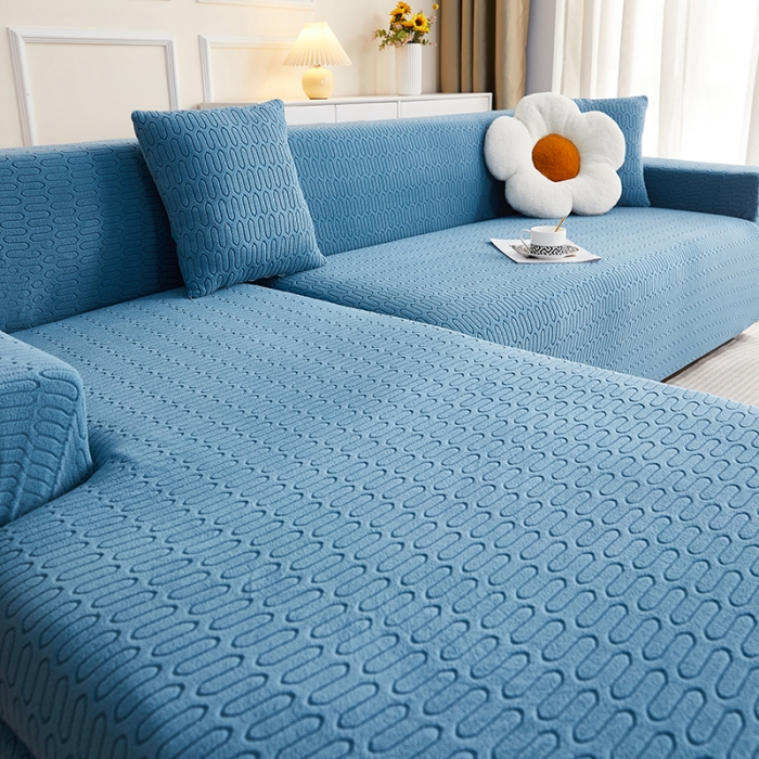 91家纺网 家纺一手货源 找家纺 逐日 2023新款提花沙发套系列-曲艺 曲艺-蓝灰色