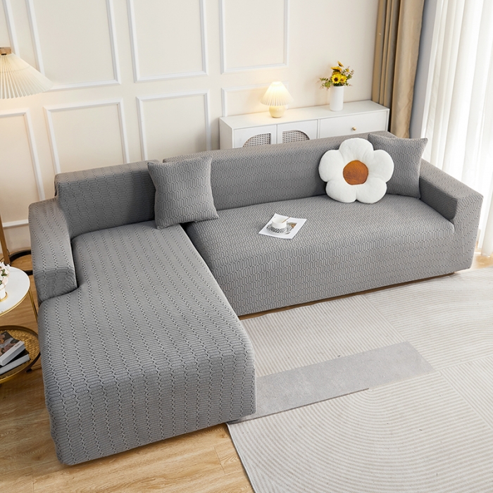 91家纺网 家纺一手货源 找家纺 逐日 2023新款提花沙发套系列-曲艺 曲艺-深灰色